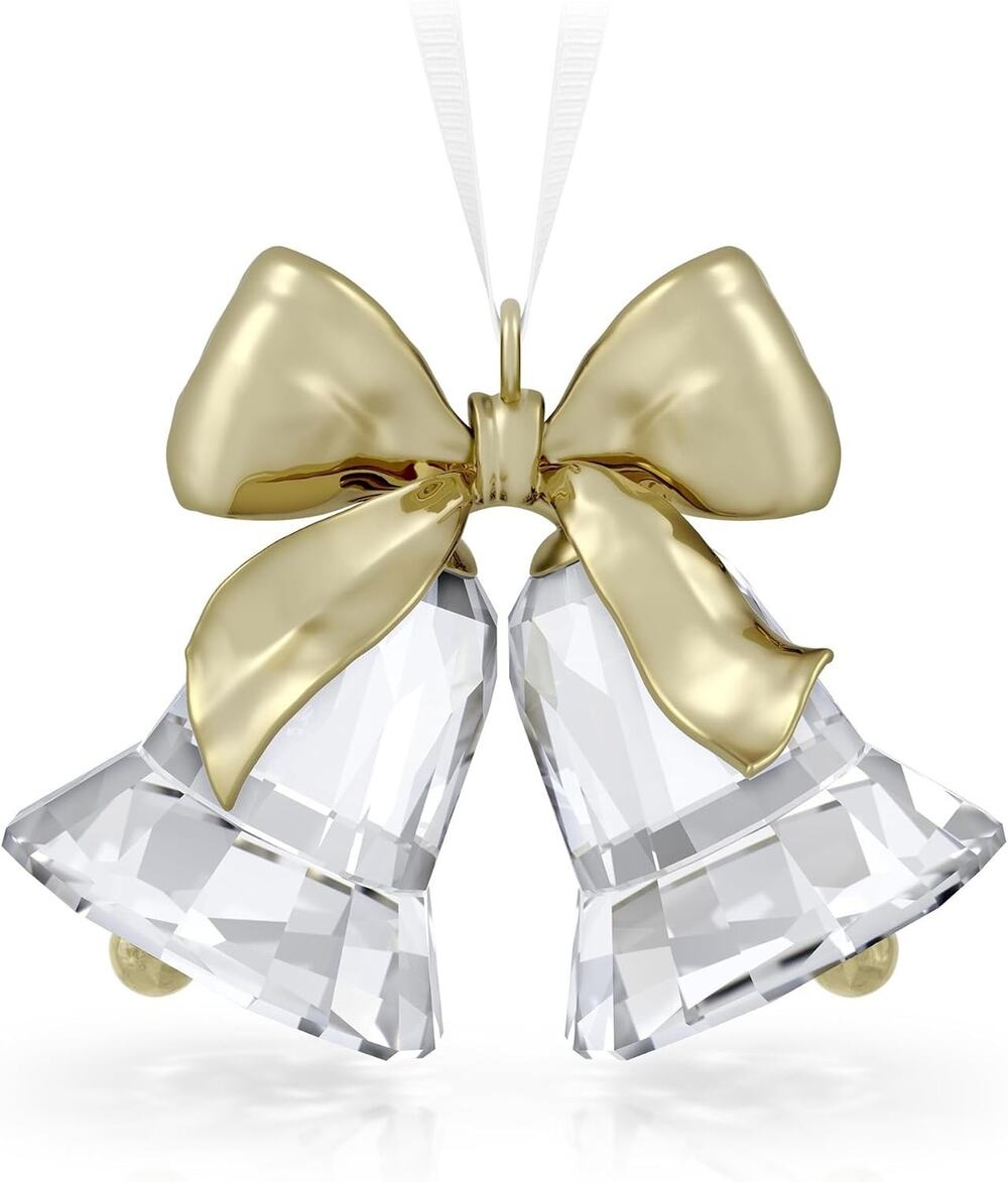 Swarovski Holiday Magic Bells Crystal Ornament 5686321 Gold Bow Christmas NIB